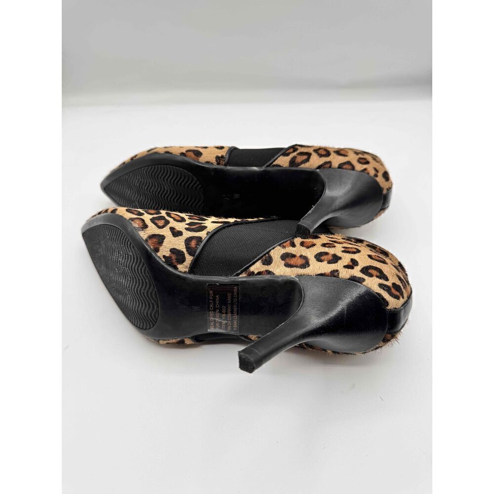 Vaneli Womens Black Brown Tan Cheetah Print Elastic Side Panels Booties SZ 7.5 W - Picture 5 of 8
